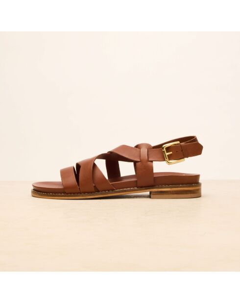 Sandales en cuir Blanche cognac
