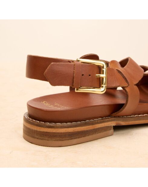 Sandales en cuir Blanche cognac
