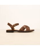Sandali Hermine in suede leopardato