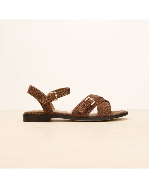 Sandali Hermine in suede leopardato