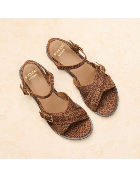 Sandali Hermine in suede leopardato