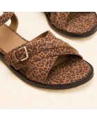 Sandali Hermine in suede leopardato