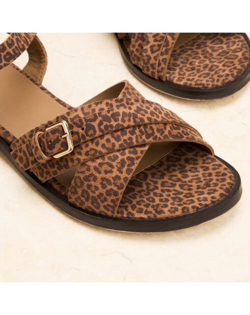 Sandali Hermine in suede leopardato