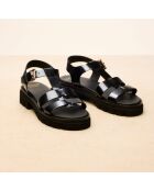 Raphaëlle schwarze Ledersandalen