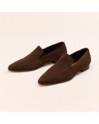 Mocassins en cuir suédé Giulia marron foncé