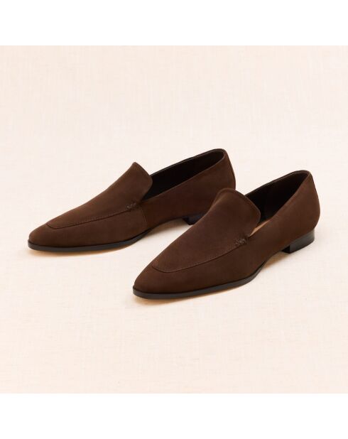 Mocassins en cuir suédé Giulia marron foncé