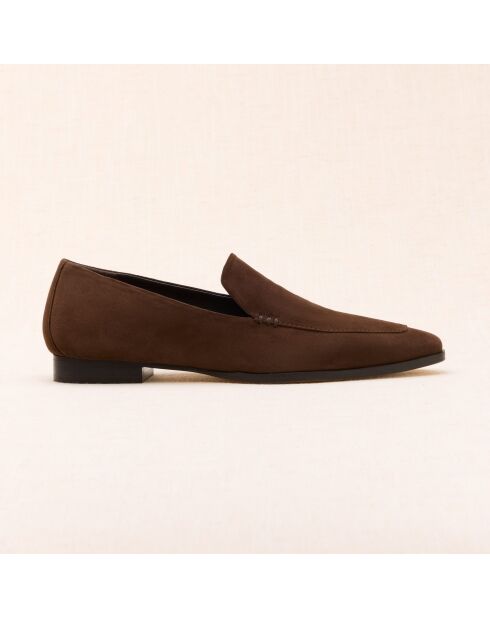 Mocassins en cuir suédé Giulia marron foncé