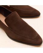 Mocassins en cuir suédé Giulia marron foncé