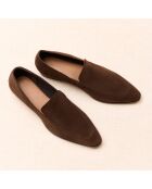 Mocassins en cuir suédé Giulia marron foncé