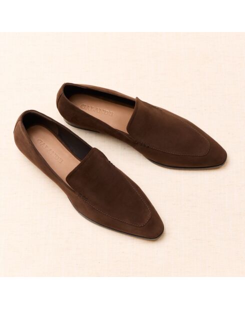 Mocassins en cuir suédé Giulia marron foncé