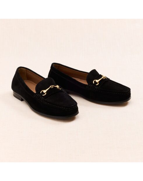 Mocassins en cuir suédé Gaïa noirs