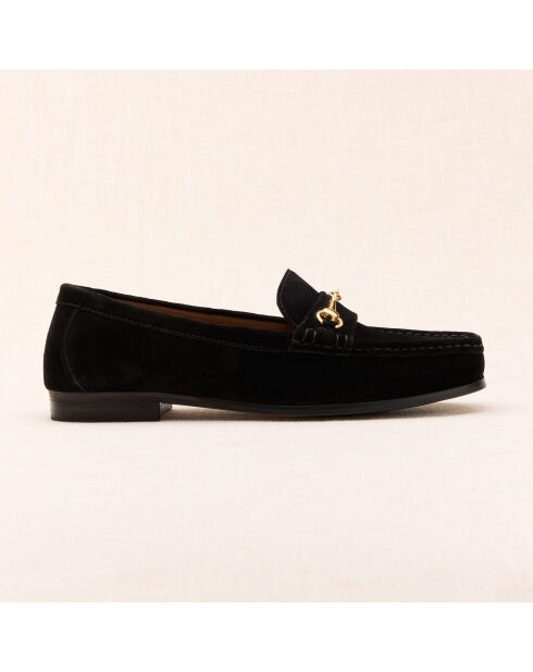 Mocassins en cuir suédé Gaïa noirs