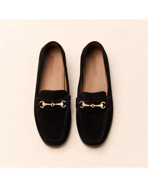 Mocassins en cuir suédé Gaïa noirs