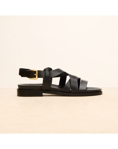 Sandali bianchi in pelle nera