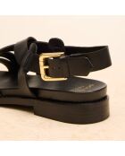 Weiße schwarze Ledersandalen