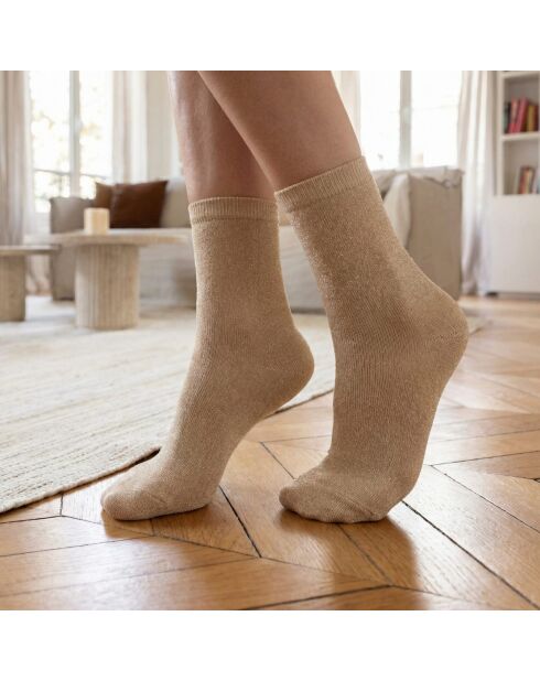 Lot de 5 chaussettes hautes en coton Léopard crème multicolore