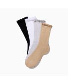 Lot de 4 chaussettes hautes en coton Volants multicolore