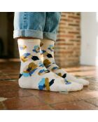 Set di 3 calzini al ginocchio in cotone floreale multicolor