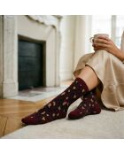 Lot de 5 chaussettes hautes en coton Léopard bordeaux multicolore