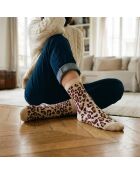 Lot de 5 chaussettes hautes en coton Léopard bordeaux multicolore