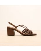 Sandales à talon en cuir Aurore marron