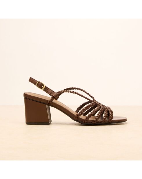 Sandales à talon en cuir Aurore marron