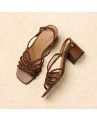 Sandales à talon en cuir Aurore marron