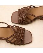 Sandales à talon en cuir Aurore marron