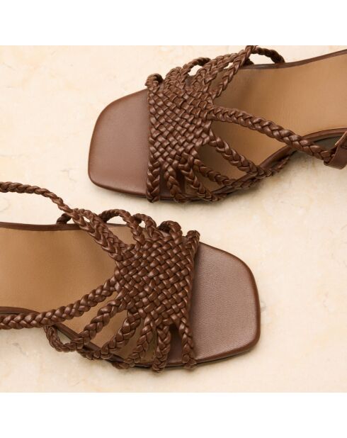 Sandales à talon en cuir Aurore marron
