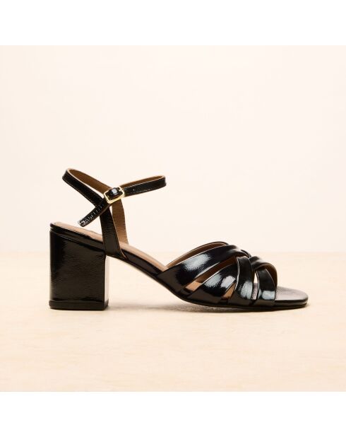 Sandales à talon en cuir Bérénice noires
