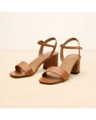 Sandales à talon en cuir Léopoldine camel