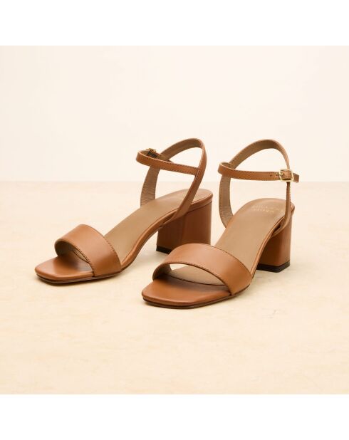 Sandales à talon en cuir Léopoldine camel