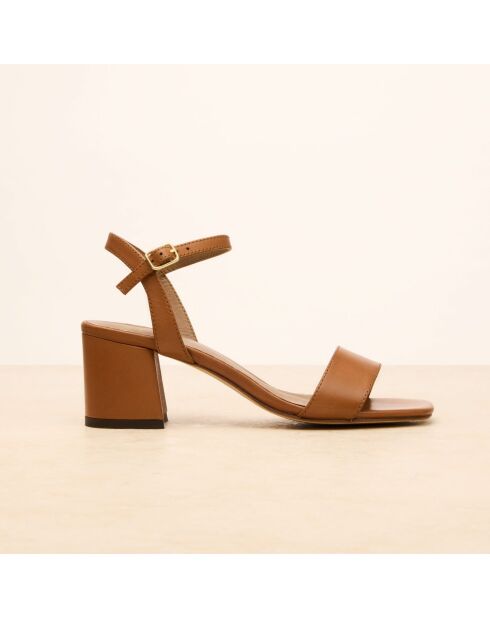 Sandales à talon en cuir Léopoldine camel