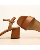 Sandales à talon en cuir Léopoldine camel