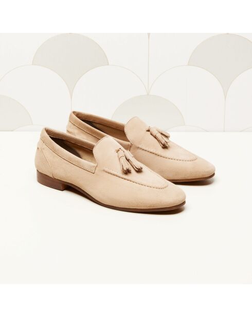 Mocassins en cuir suédé Florence taupe