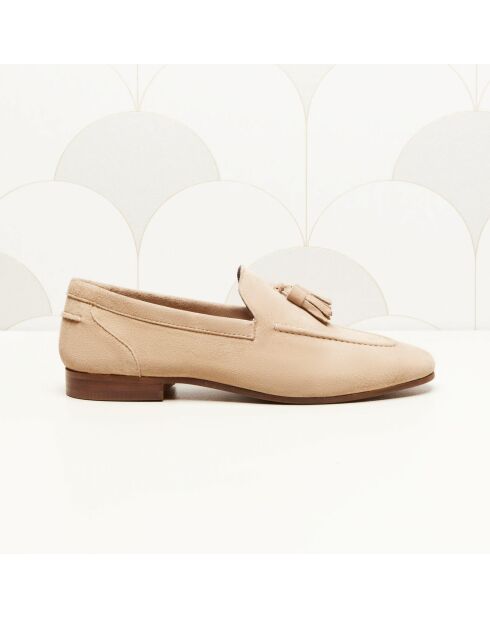 Mocassins en cuir suédé Florence taupe