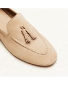 Mocassins en cuir suédé Florence taupe