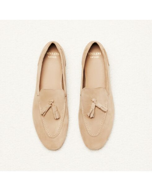 Mocassins en cuir suédé Florence taupe