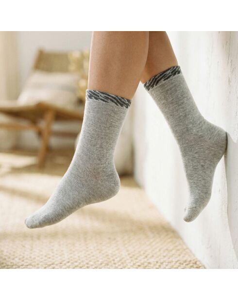 Lot de 3 chaussettes hautes en coton Zèbre multicolore