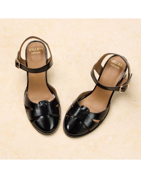 Sandales à talon en cuir Frédérique noires
