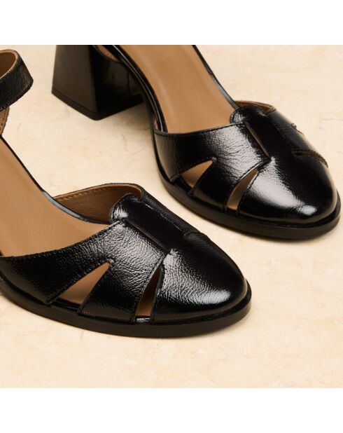 Sandales à talon en cuir Frédérique noires