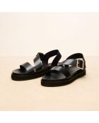 Schwarze Ledersandalen Gabrielle