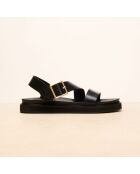 Schwarze Ledersandalen Gabrielle