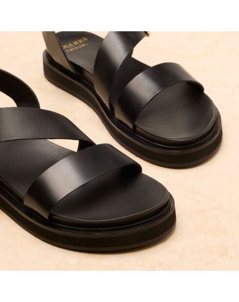 Schwarze Ledersandalen Gabrielle