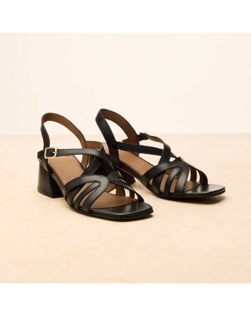 Sandales à talon en cuir Aglaé noires