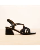 Sandales à talon en cuir Aglaé noires