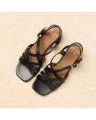 Sandales à talon en cuir Aglaé noires