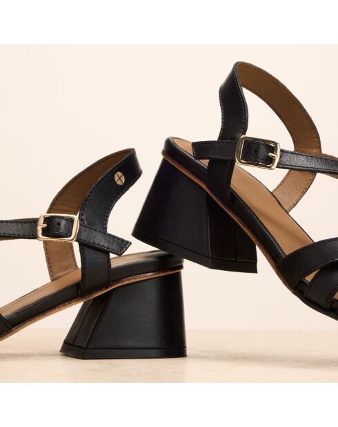Sandales à talon en cuir Aglaé noires