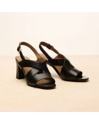 Sandales à talon en cuir Joséphine noires
