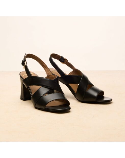 Sandales à talon en cuir Joséphine noires